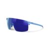 Julbo Faster M sunglasses in light blue with a blue mirrored Spectron 3 shield lens — Matthew Sports.
