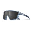 Julbo Fury Mini kids sports sunglasses with blue frame and Spectron 3 lens, lightweight junior performance eyewear.