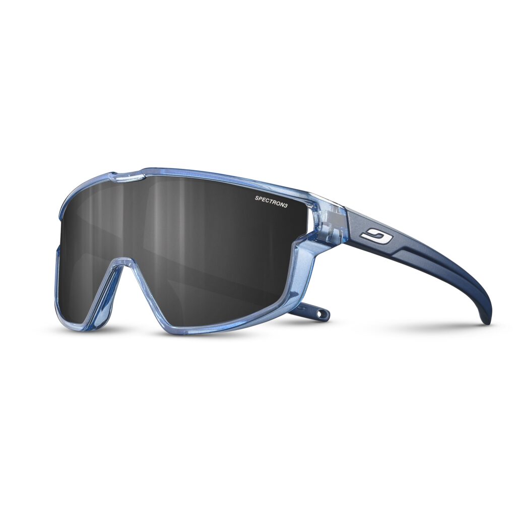 Julbo Fury Mini children’s sunglasses in blue with wraparound design and Spectron 3 lens for outdoor sports