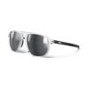 Angled front view of Julbo Ward sunglasses with clear frame, black arms, and Spectron 3 lenses